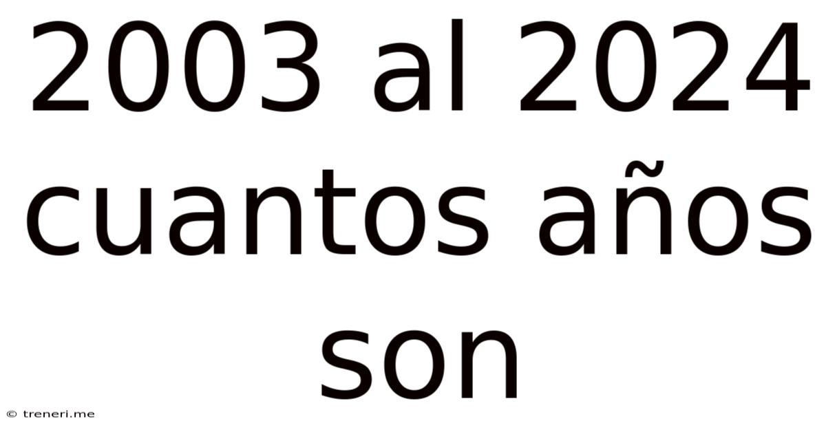 2003 Al 2024 Cuantos Años Son