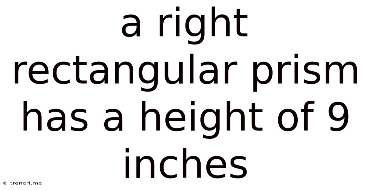 A Right Rectangular Prism Has A Height Of 9 Inches