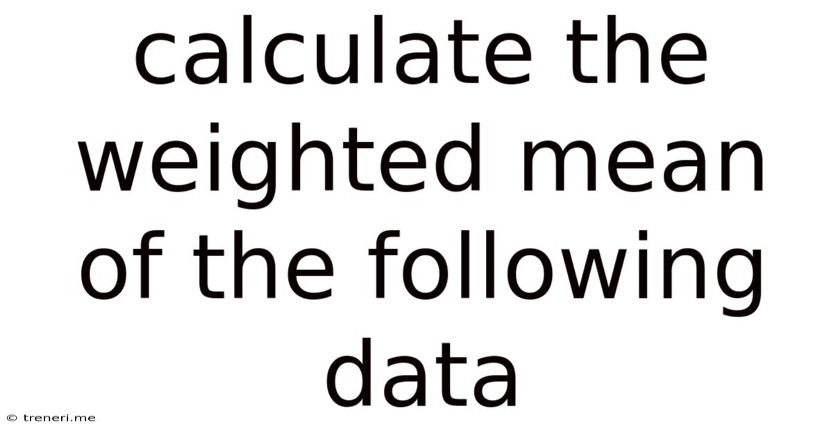 Calculate The Weighted Mean Of The Following Data