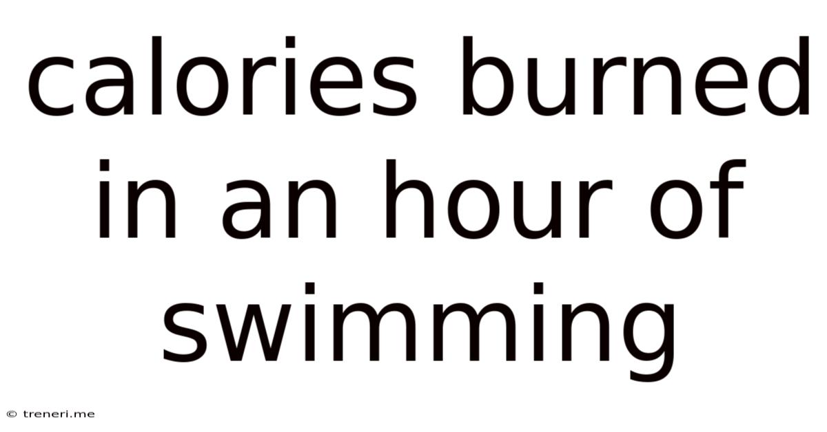 Calories Burned In An Hour Of Swimming