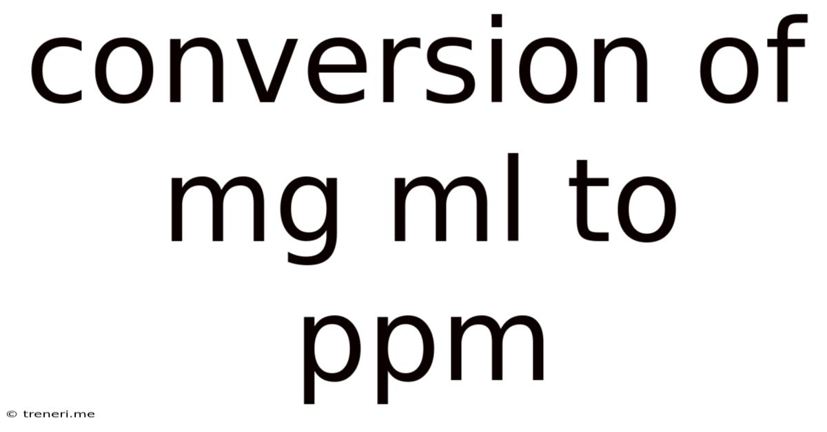 Conversion Of Mg Ml To Ppm