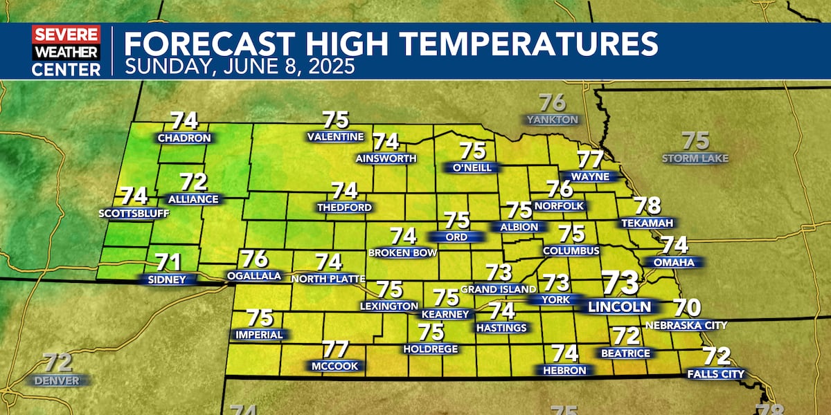 Cooler, Cloudier Sunday: Showers & Storms Possible
