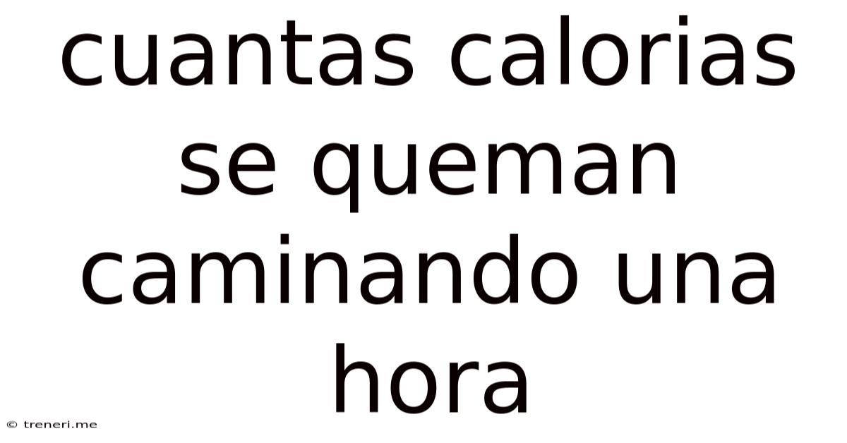 Cuantas Calorias Se Queman Caminando Una Hora