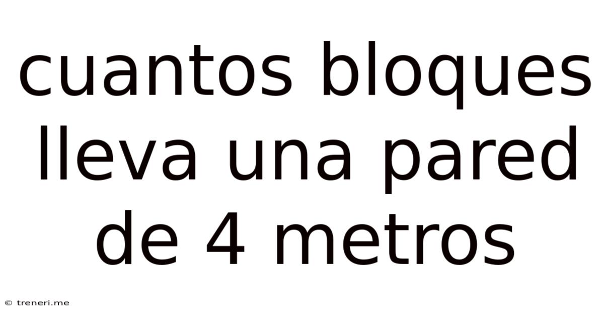 Cuantos Bloques Lleva Una Pared De 4 Metros