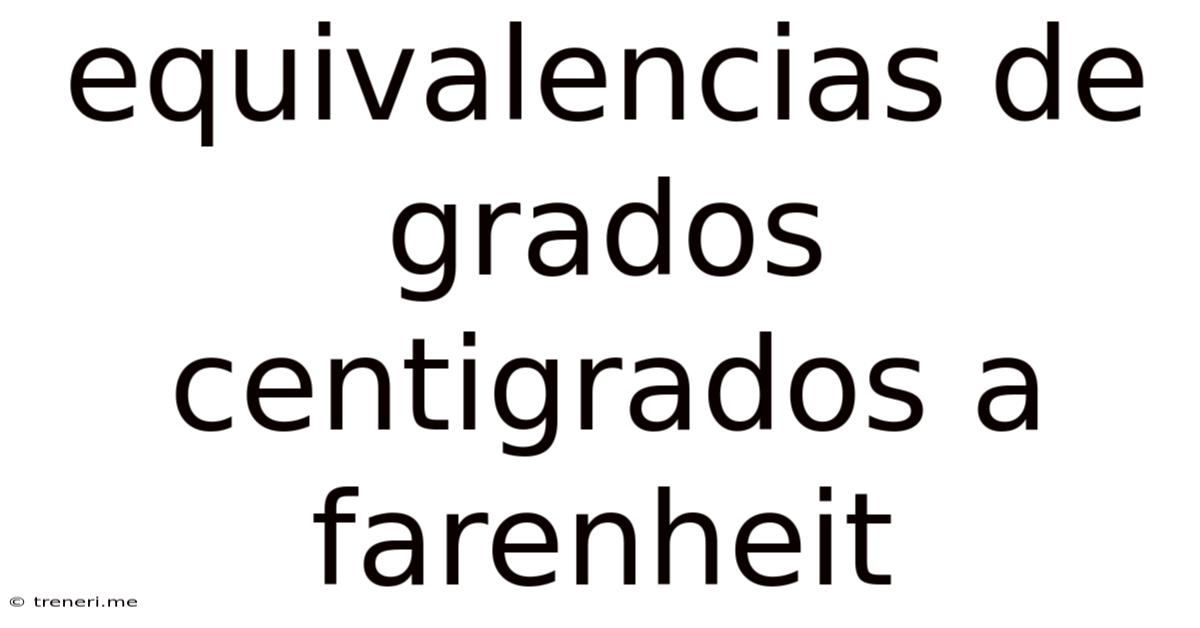 Equivalencias De Grados Centigrados A Farenheit