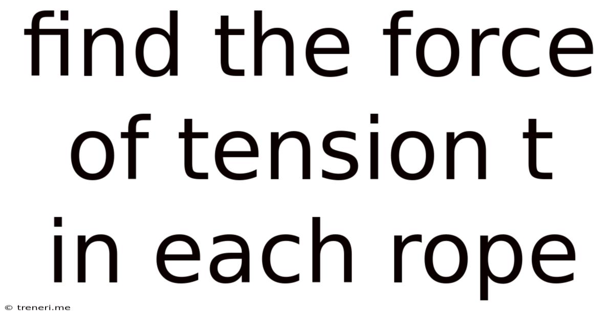 Find The Force Of Tension T In Each Rope