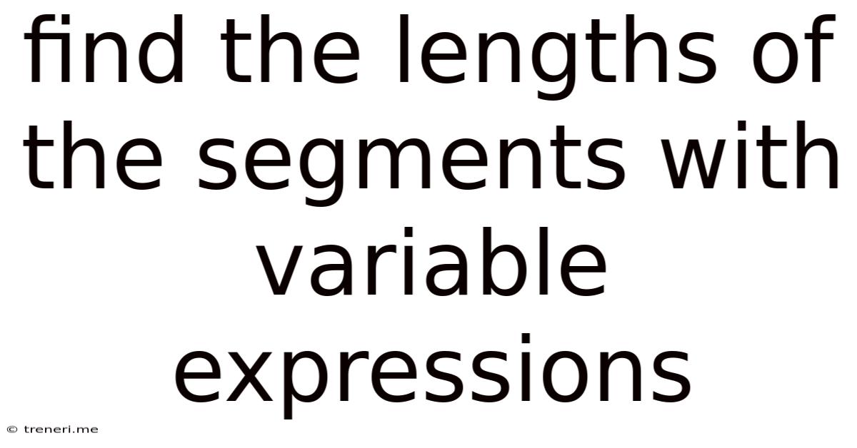 Find The Lengths Of The Segments With Variable Expressions