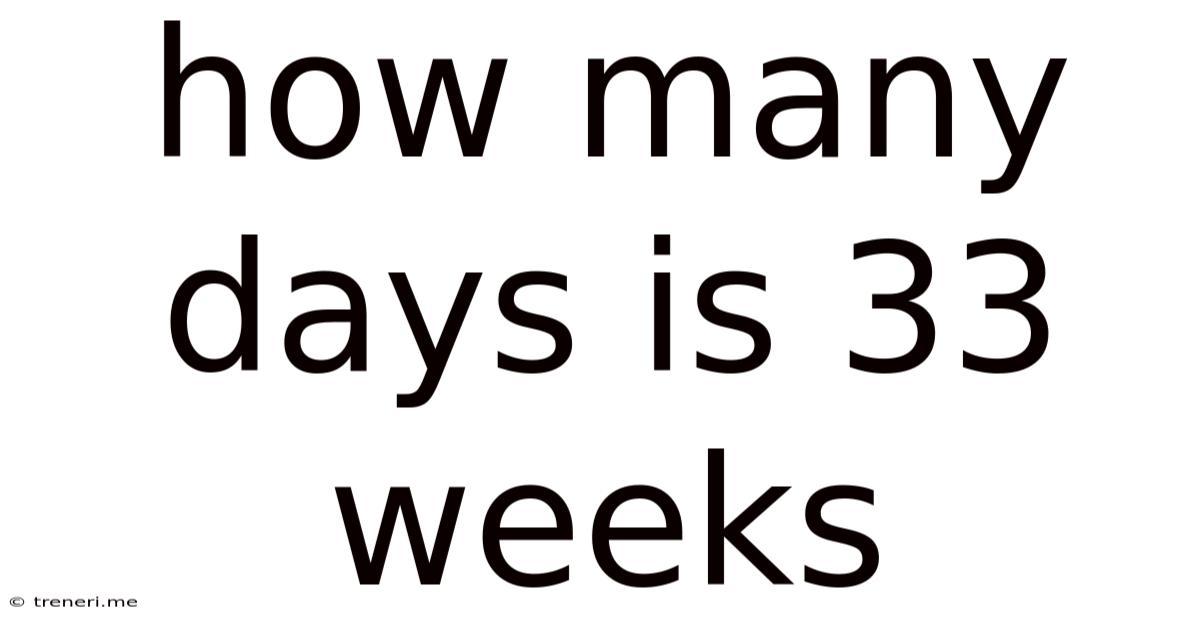 How Many Days Is 33 Weeks