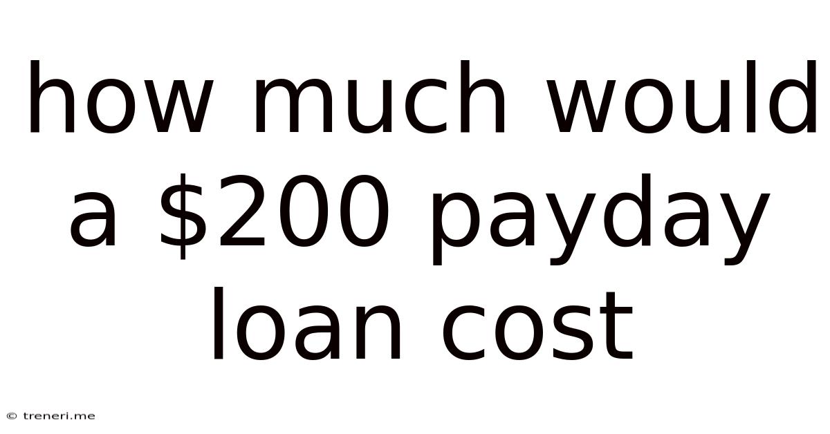 How Much Would A $200 Payday Loan Cost