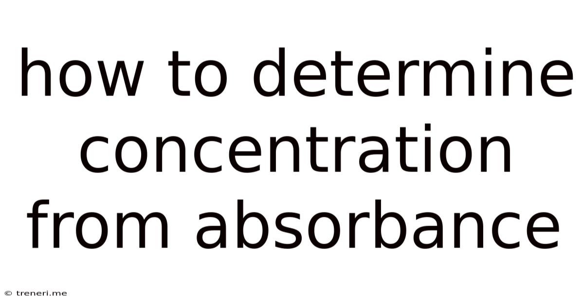 How To Determine Concentration From Absorbance