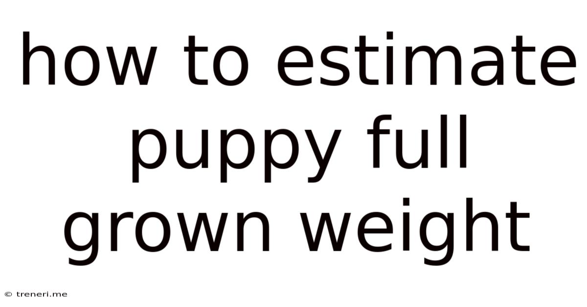How To Estimate Puppy Full Grown Weight