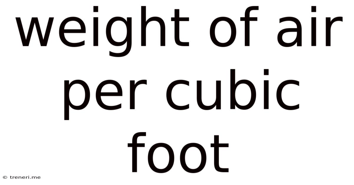 Weight Of Air Per Cubic Foot